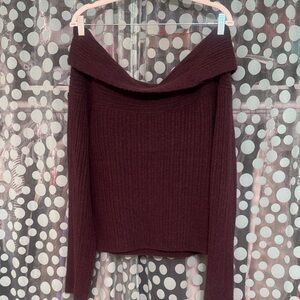 H&M Off-Shoulder Sweater - Deep Burgundy